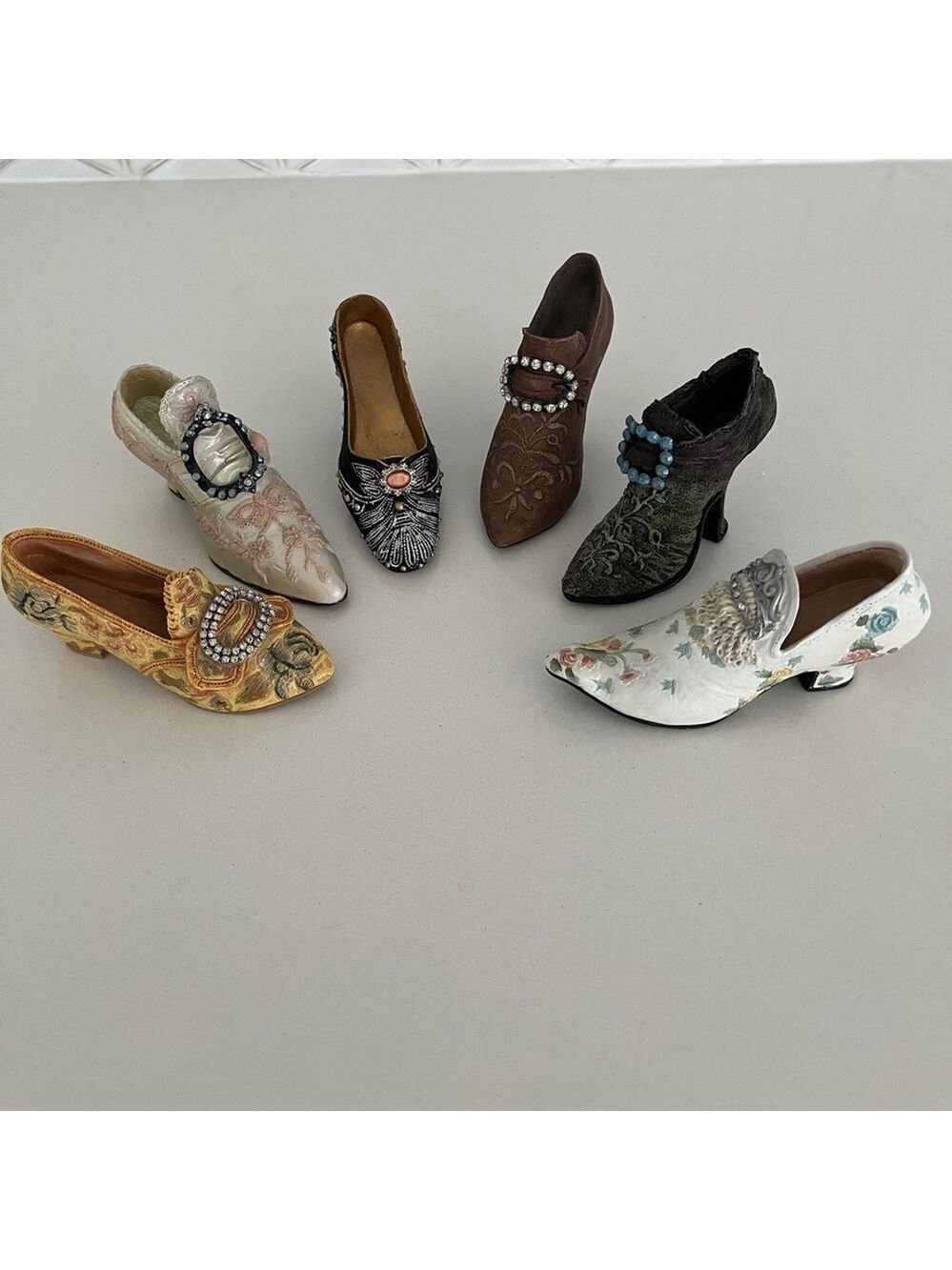 MINIATURE Set of 6 Individual Decorative Victorian Style Shoes Collection